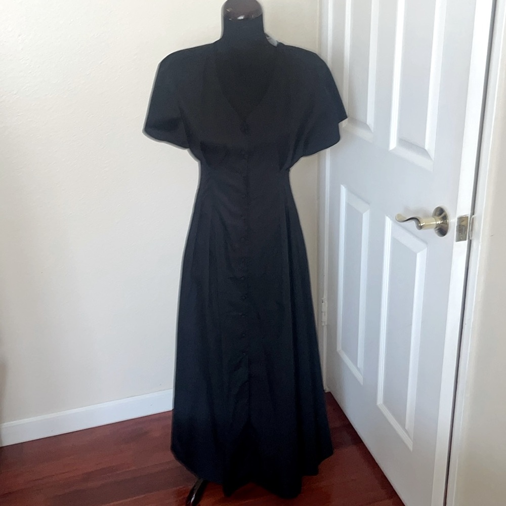 NEW ZARA BLACK COTTON POPLIN FIT & FLARE MIDI SHIRT DRESS M 2298/135